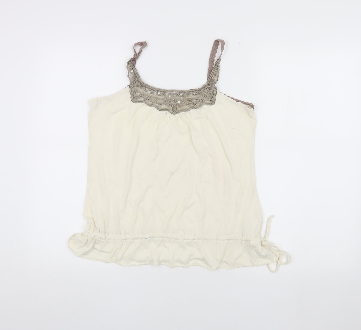 Topshop Ivory Camisole Tank Top Women Size 12 Spaghetti Straps