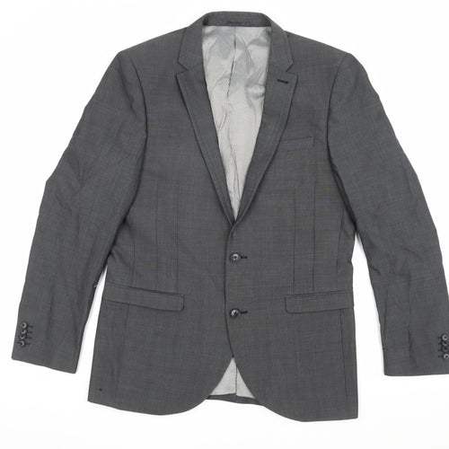 Next Men's Grey Two-Button Blazer 40R