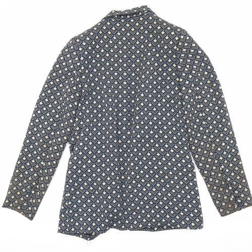 Warehouse Women's Blue Geometric Suit Jacket Size 10