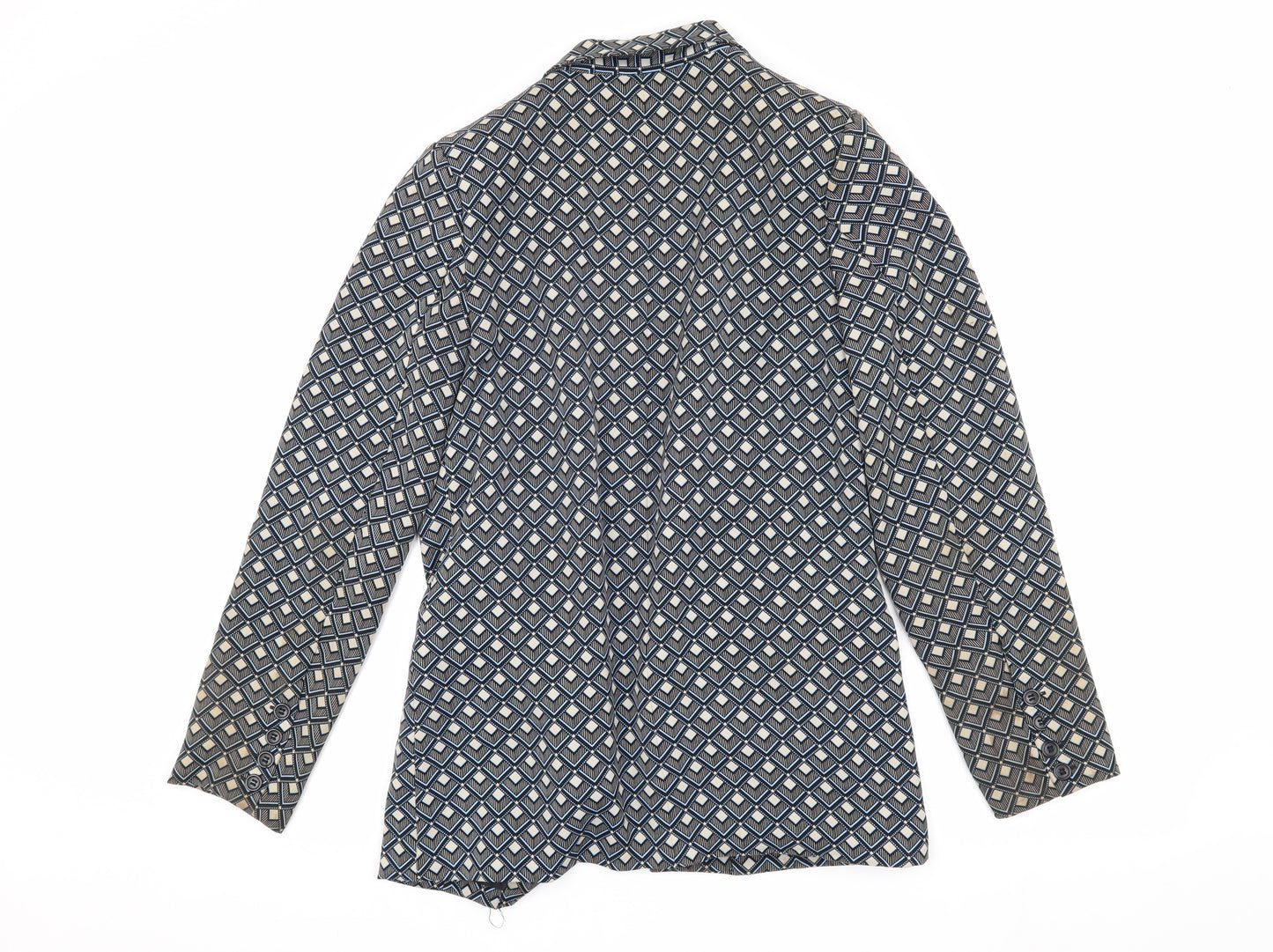 Warehouse Women's Blue Geometric Suit Jacket Size 10