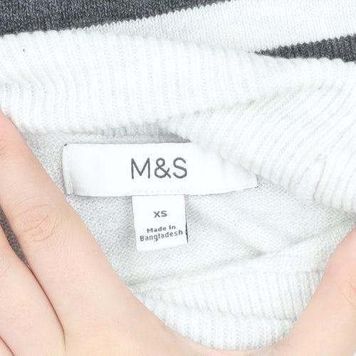 Marks and Spencer Women's Striped Roll Neck Jumper XS