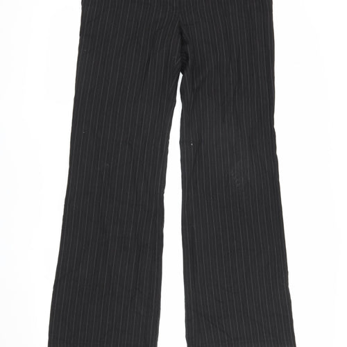 New Look Women's Black Striped Flared Trousers, Size 12