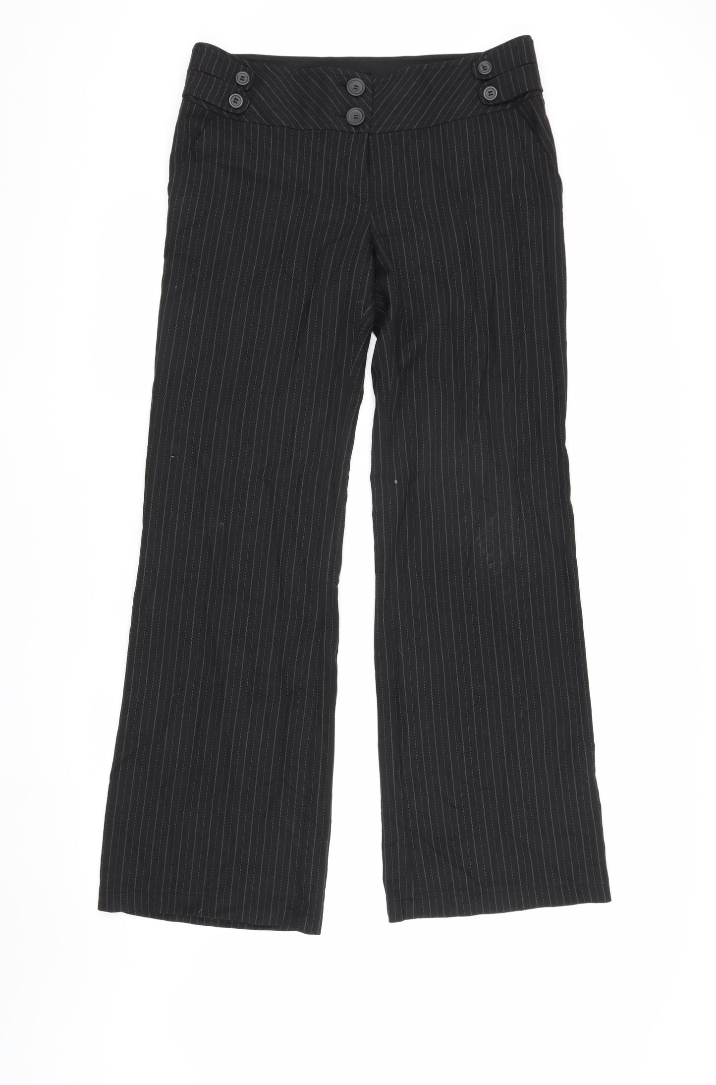 New Look Women's Black Striped Flared Trousers, Size 12