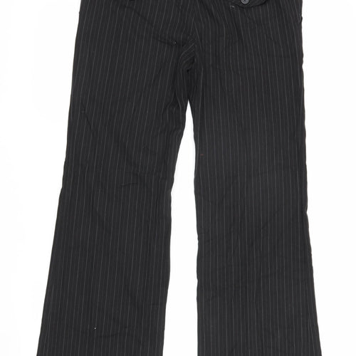 New Look Women's Black Striped Flared Trousers, Size 12