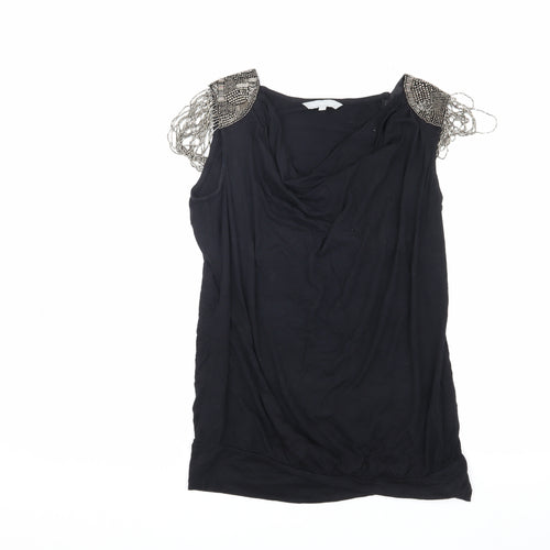 Red Herring Women's Black Cowl Neck Blouse Size 12