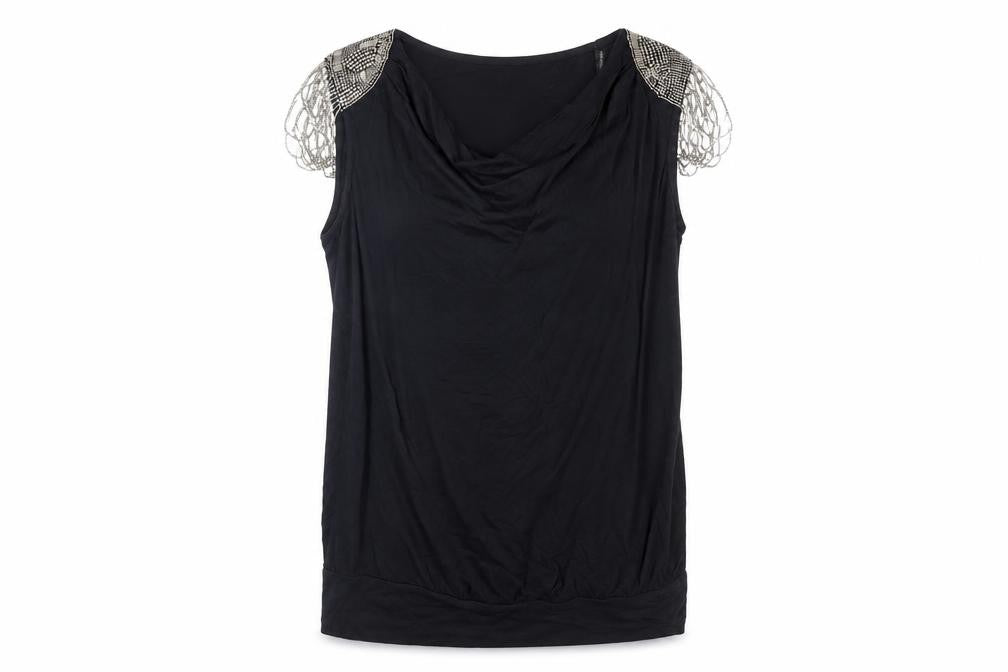 Front view of Red Herring Women's Black Cowl Neck Blouse, size 12