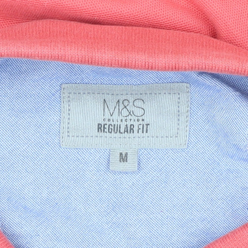 Marks and Spencer Men's Pink Polo Shirt M