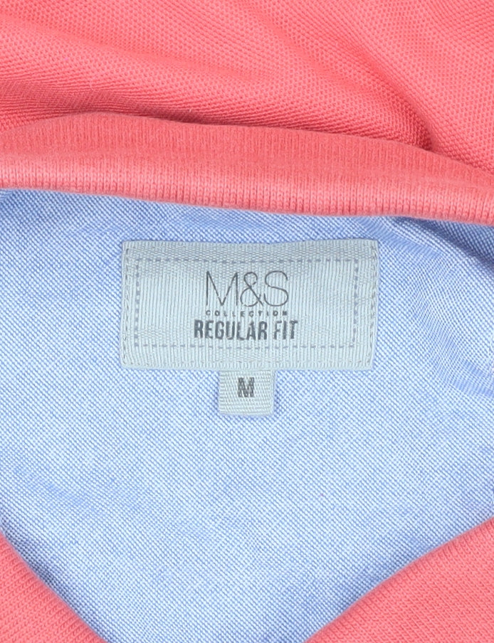 Marks and Spencer Men's Pink Polo Shirt M