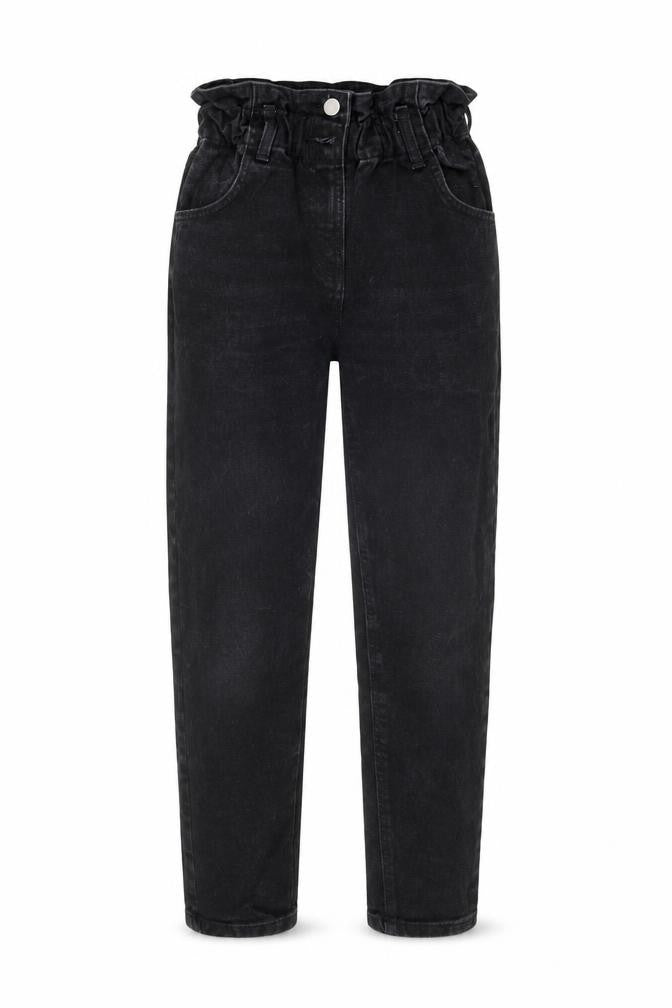 Kylie Girls Black Paperbag Jeans - 11 Years, Regular Fit