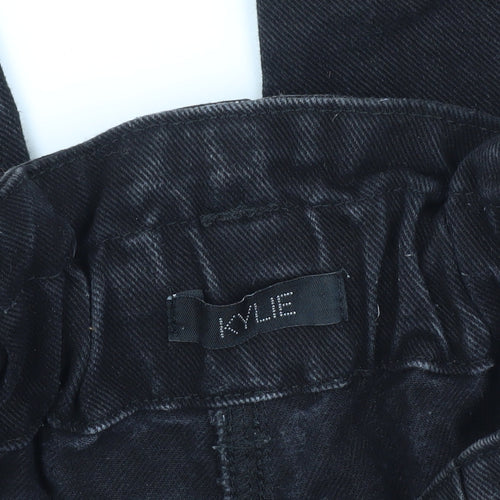 Kylie Girls Black Paperbag Jeans - 11 Years, Regular Fit