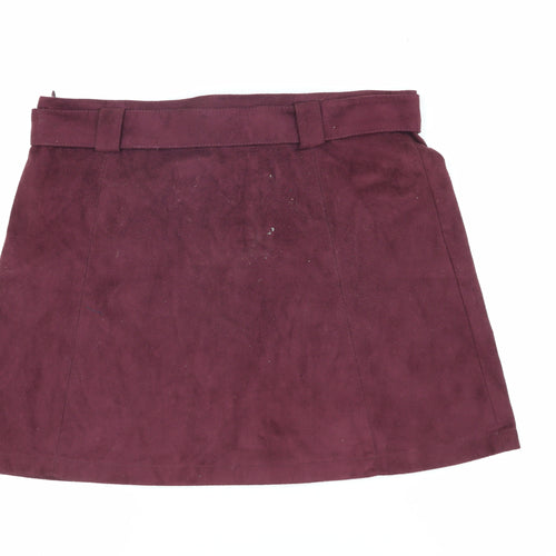 First And I Women's Purple Suedette Skirt, L
