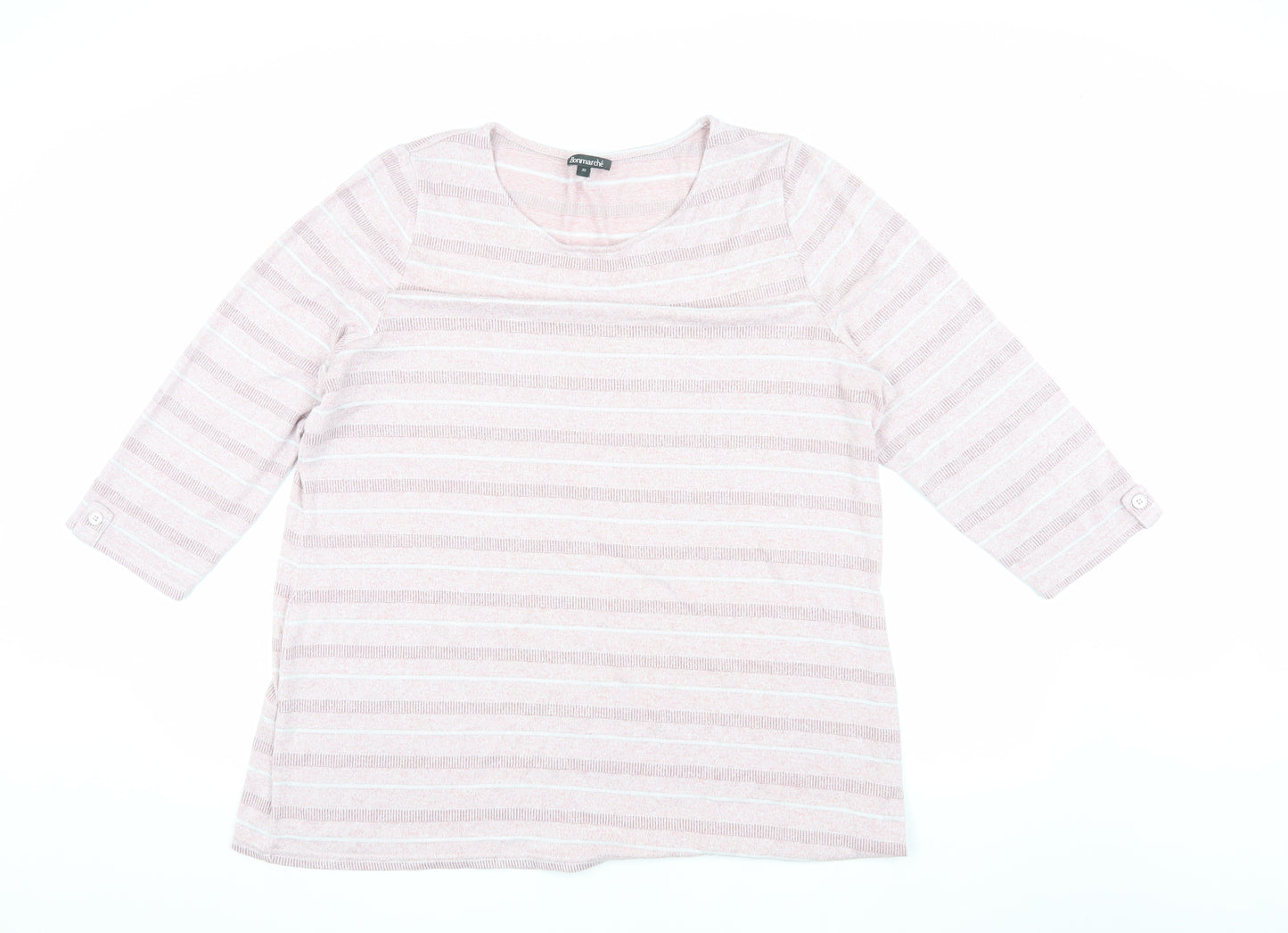 Bonmarché Women's Pink Striped Pullover Jumper 20