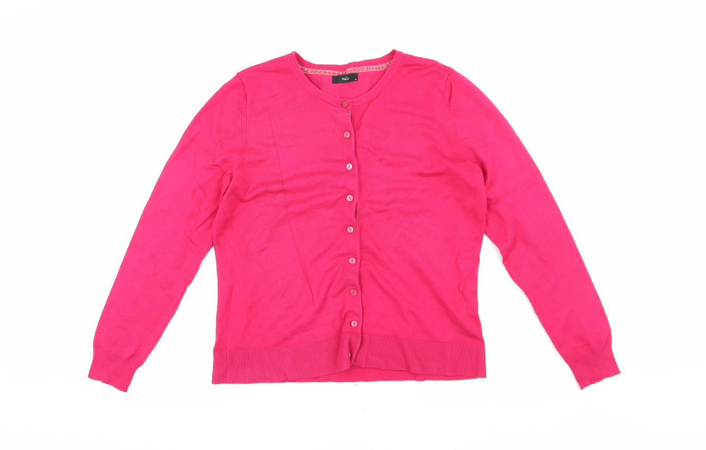 M&Co Women's Pink Cardigan Size 16 Knit Long Sleeve