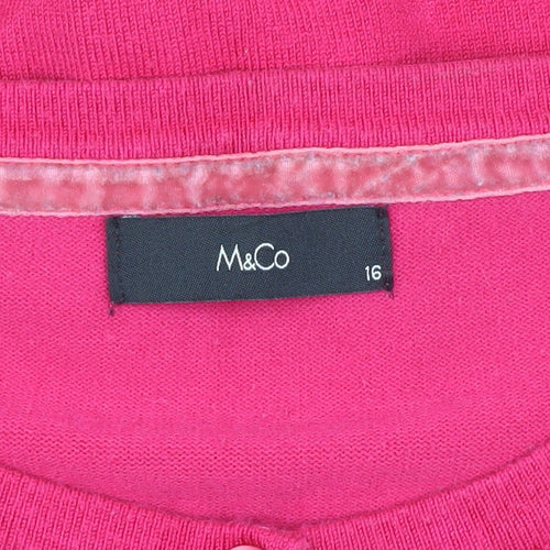 M&Co Women's Pink Cardigan Size 16 Knit Long Sleeve
