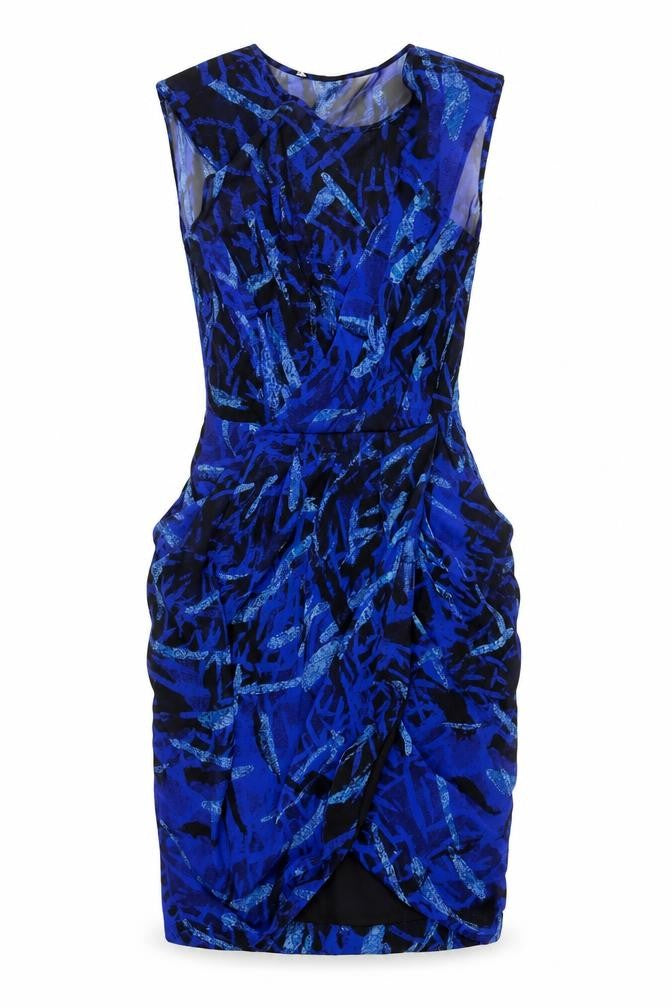 Front view of Whistles Women's Blue Silk Dress, size 6