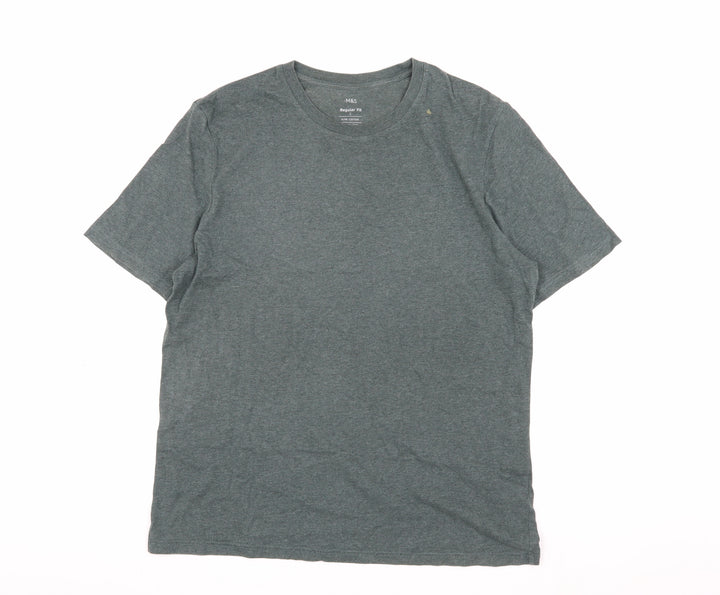 Marks and Spencer Grey Cotton T-Shirt, Unisex L, Casual Style