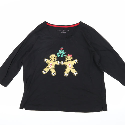 Pretty Secrets Women's Black Christmas T-Shirt, Size 16