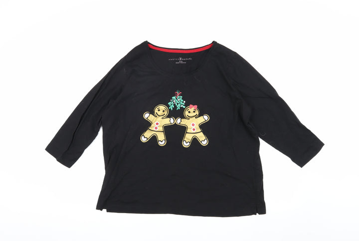 Pretty Secrets Women's Black Christmas T-Shirt, Size 16