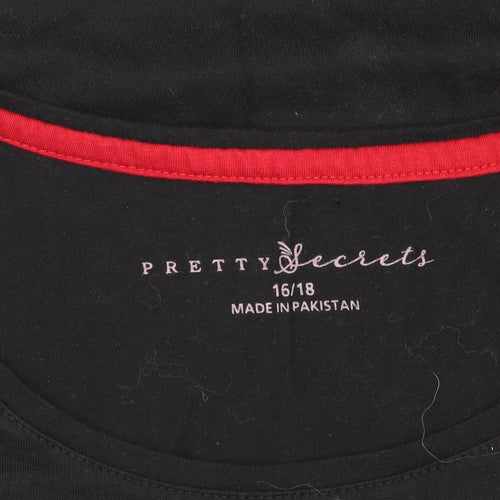 Pretty Secrets Women's Black Christmas T-Shirt, Size 16