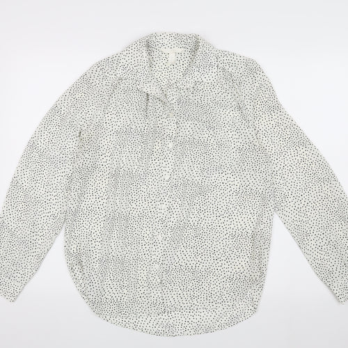 H&M Women's White Polka Dot Blouse UK 6