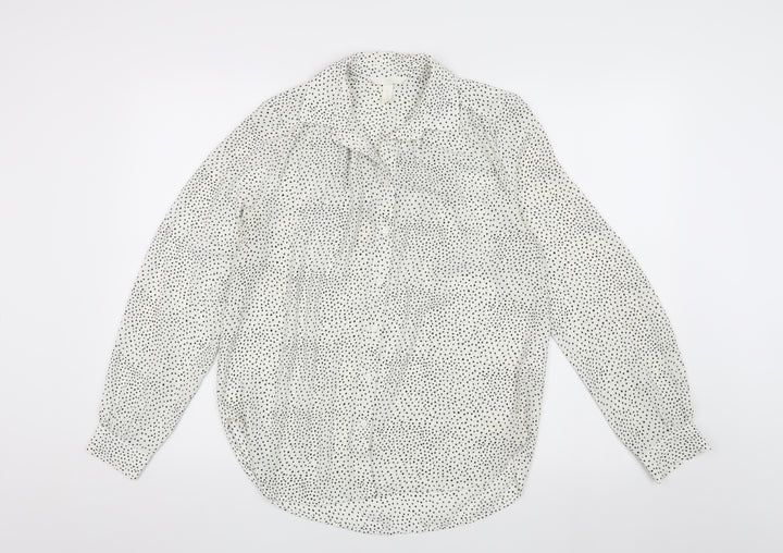H&M Women's White Polka Dot Blouse UK 6