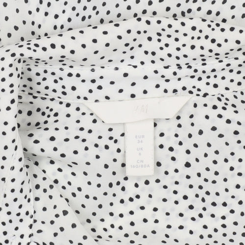 H&M Women's White Polka Dot Blouse UK 6
