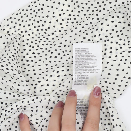 H&M Women's White Polka Dot Blouse UK 6
