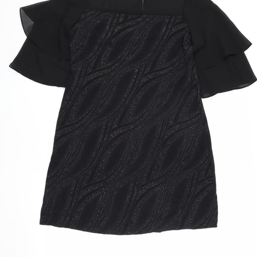 Wallis Women's Black Flutter Sleeve Sheath Dress Size 14