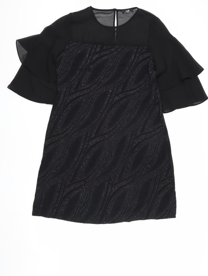 Wallis Women's Black Flutter Sleeve Sheath Dress Size 14