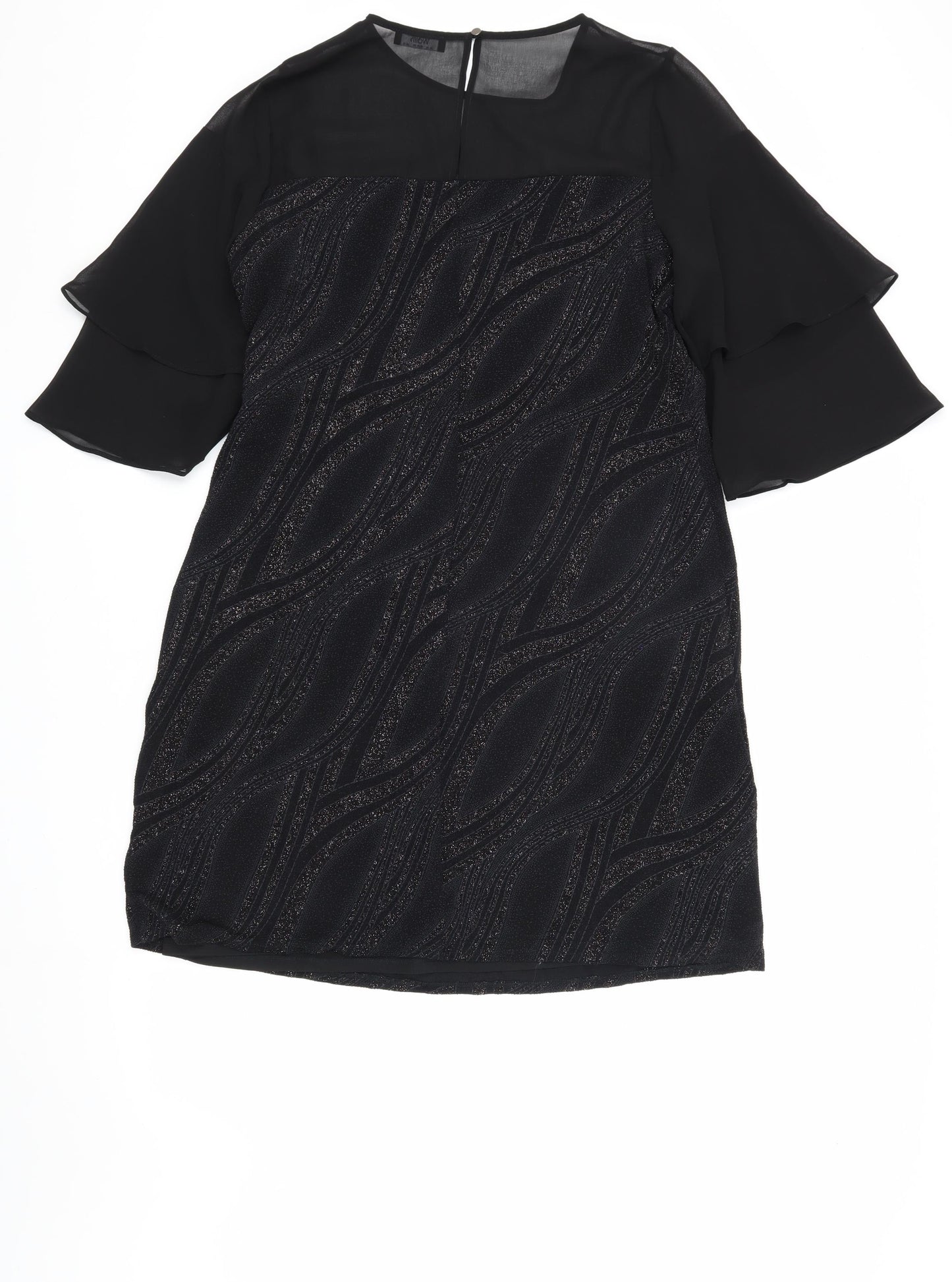 Wallis Women's Black Flutter Sleeve Sheath Dress Size 14