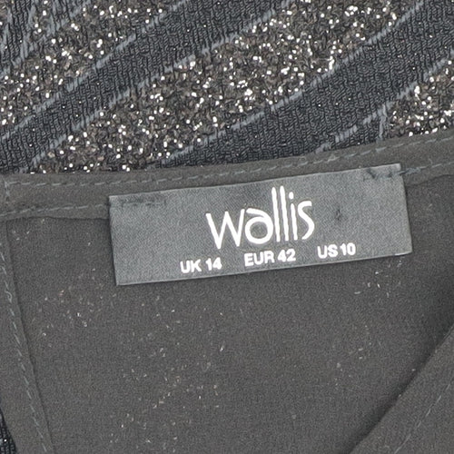 Wallis Women's Black Flutter Sleeve Sheath Dress Size 14