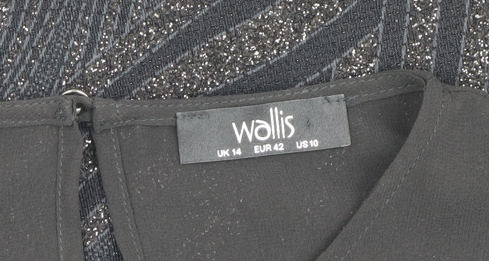 Wallis Women's Black Flutter Sleeve Sheath Dress Size 14