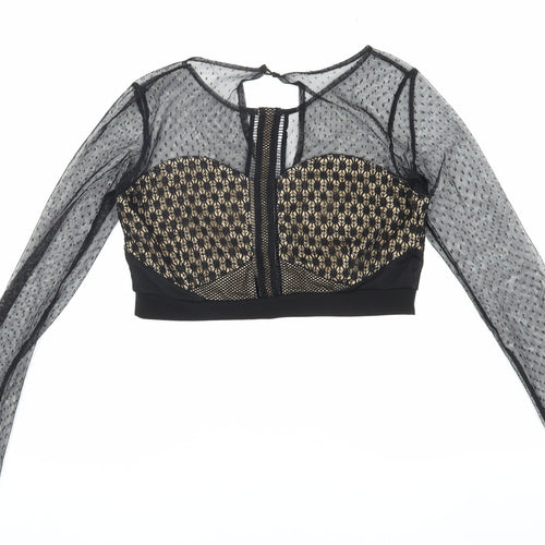 I-X London Women's Black Cropped Lace Blouse, Size 12