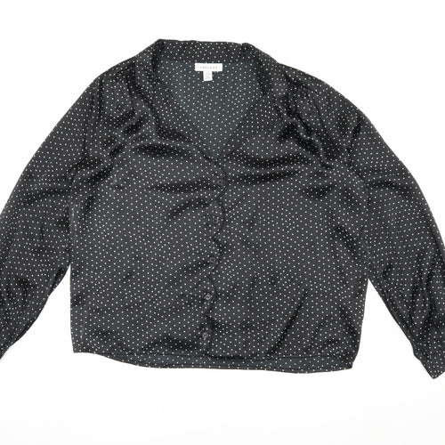 Topshop Women's Black Polka Dot Blouse UK 8