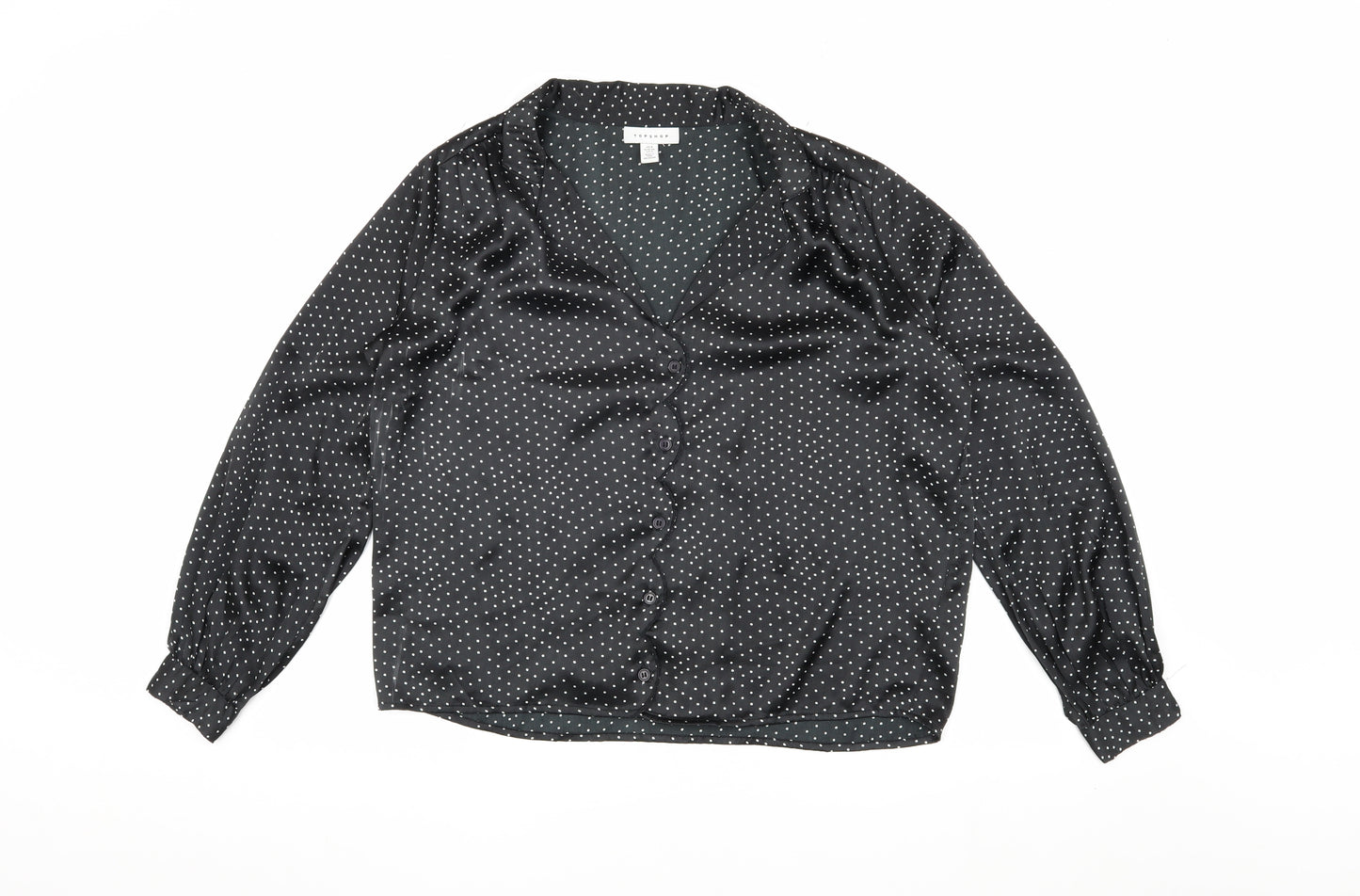 Topshop Women's Black Polka Dot Blouse UK 8