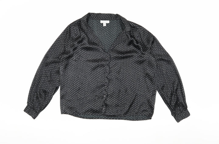 Topshop Women's Black Polka Dot Blouse UK 8