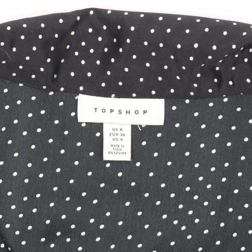Topshop Women's Black Polka Dot Blouse UK 8