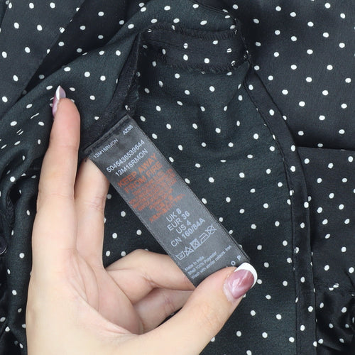 Topshop Women's Black Polka Dot Blouse UK 8