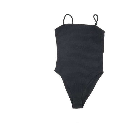 Topshop Women Black Petite Bodysuit UK 8