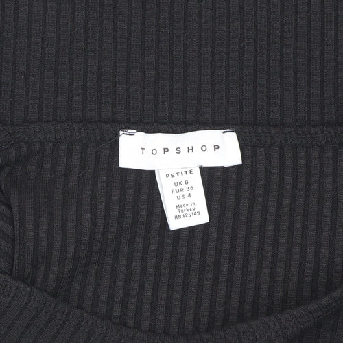 Topshop Women Black Petite Bodysuit UK 8