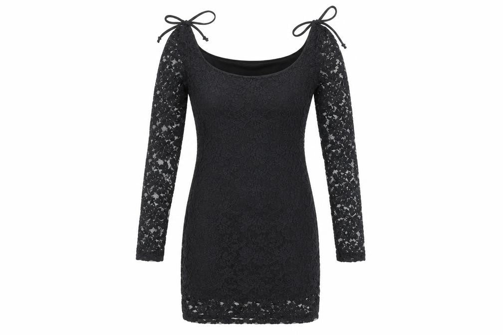 Boohoo Women's Black Lace Bodycon Dress Size 8