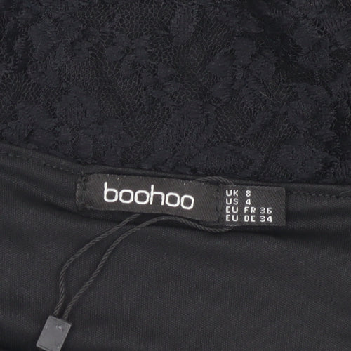 Boohoo Women's Black Lace Bodycon Dress Size 8