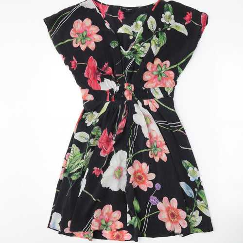 Warehouse Women's Black Floral Silk Dress Size 12