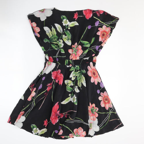 Warehouse Women's Black Floral Silk Dress Size 12