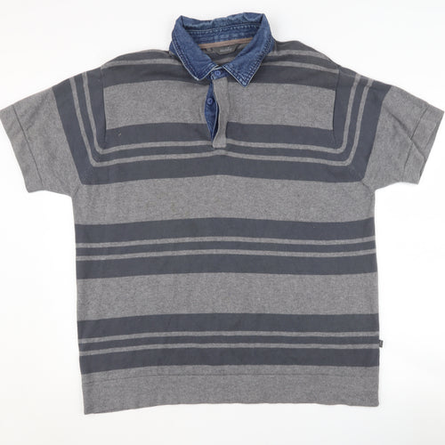 Wolsey Men's Grey Striped Polo Shirt Size L