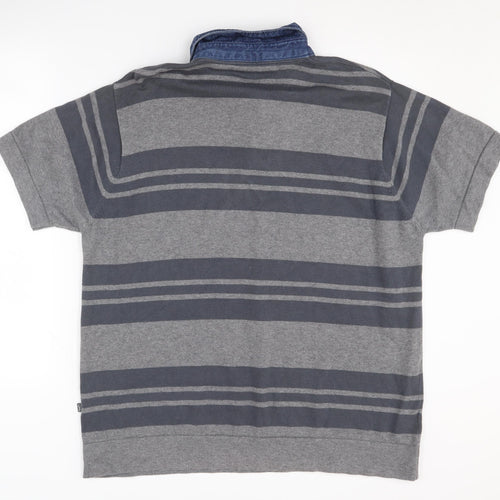 Wolsey Men's Grey Striped Polo Shirt Size L