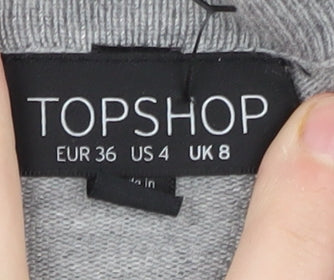 Topshop Women's Grey Cardigan, Size 8, V-Neck Knit