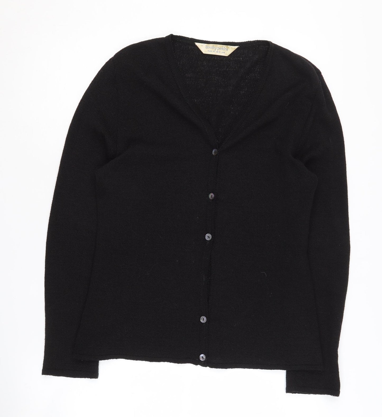 Dorothy Perkins Black V-Neck Cardigan - Women UK 16