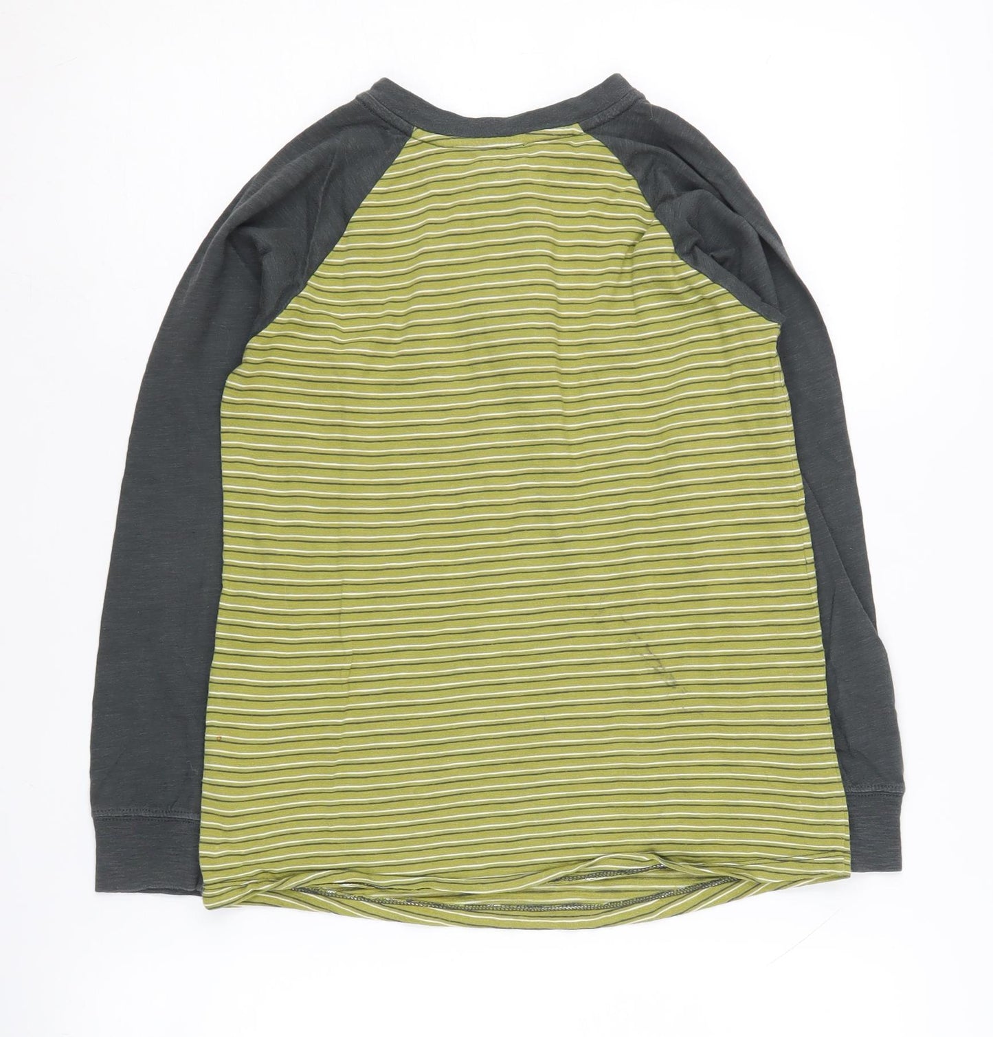 Gap Kids Boys Green Striped Long Sleeve Henley T-Shirt, Size 8-9