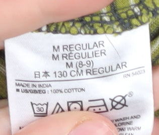 Gap Kids Boys Green Striped Long Sleeve Henley T-Shirt, Size 8-9